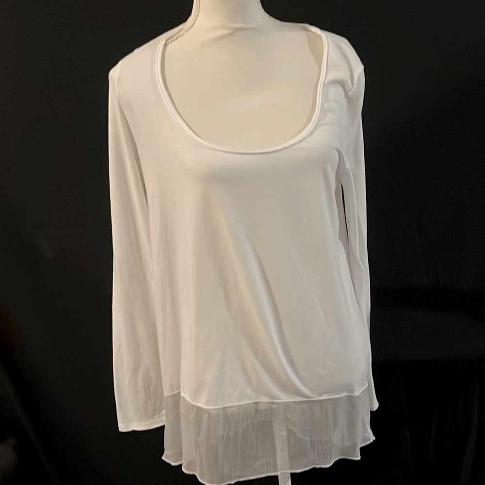 Free People Aria Top (M runs BIG) white with lace high/low bottom ($78)